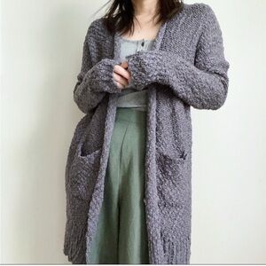 Wishlist Gray Chunky Knit Cardigan Sweater